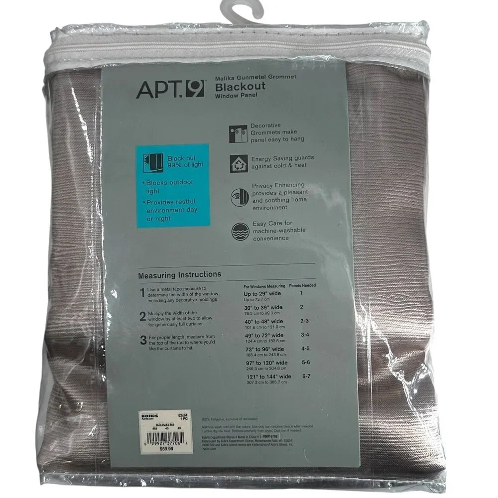 Apt. 9 - Two Packs Taupe Blackout Gunmetal Grommet Window Panels‎  NWT  52